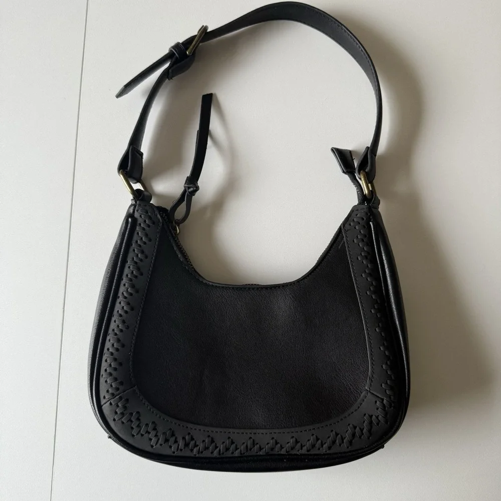 The Pioneer Woman Black Grace Women's Crescent Shoulder Handbag Adjustable Strap
